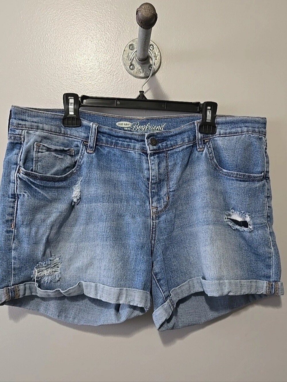 Old Navy Boyfriend Shorts Women's Sz. 16 Blue Denim Cotton  Zip Fly Cuffed